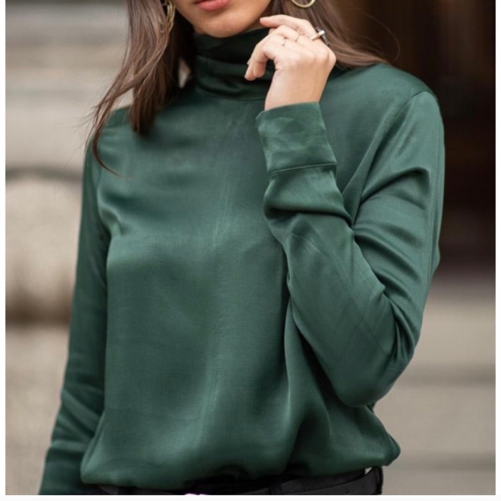 NWT Bohme Emerald Green Mock Neck Shirt
